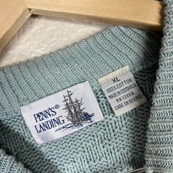 Vintage 90’s‎ Penn’s Landing Sweater Mock Neck Knit Light Blue XL - Picture 5 of 5